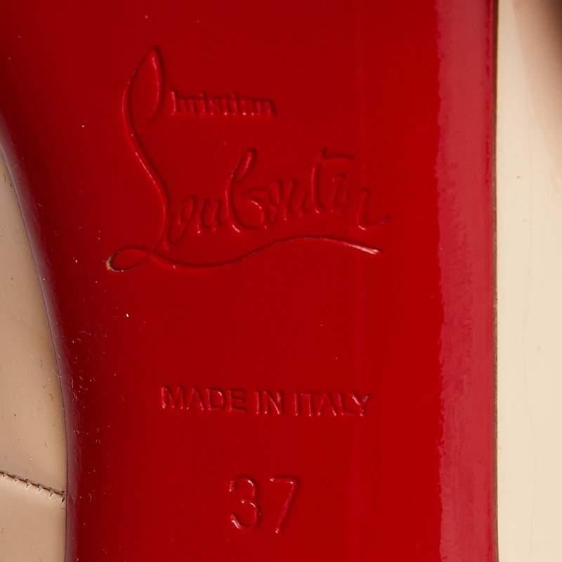 Christian Louboutin Patent Leather Alta Mary Jane Platform Peep Toe Pumps 37 For Sale 2