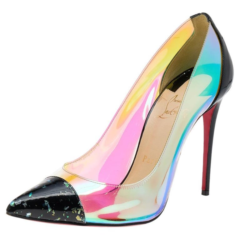 Christian Louboutin Patent Leather And Iridescent PVC Pointed Toe Pumps ...