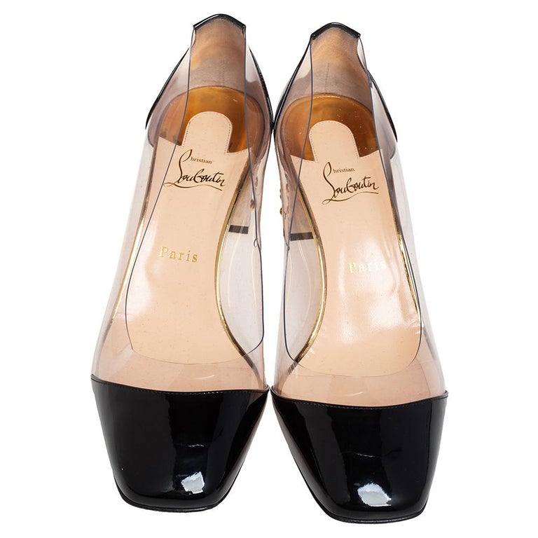 Christian Louboutin Patent Leather and PVC Gallica 55 Block Heel Pumps ...
