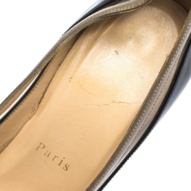 Brown Christian Louboutin Patent Leather and PVC Paulina Pointed Toe Pumps Size 36.5 For Sale