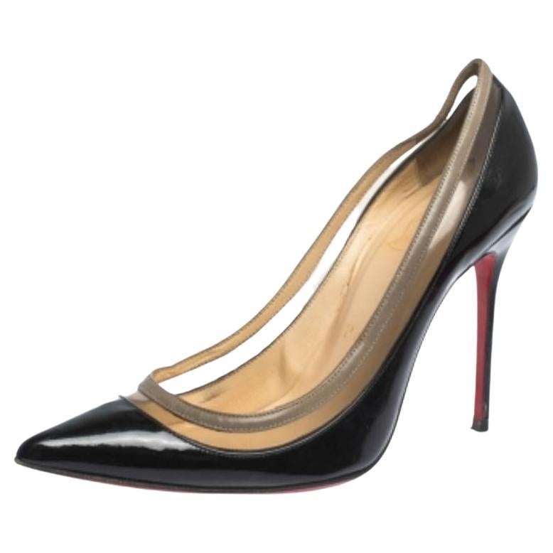 Christian Louboutin Patent Leather and PVC Paulina Pointed Toe Pumps Size 36.5 For Sale