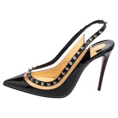 Christian Louboutin Patent Leather and PVC Spike Slingback Pumps Size 36.5