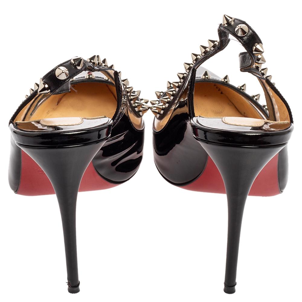 Christian Louboutin Patent Leather and Spike Slingback Pumps Size 38.5 3