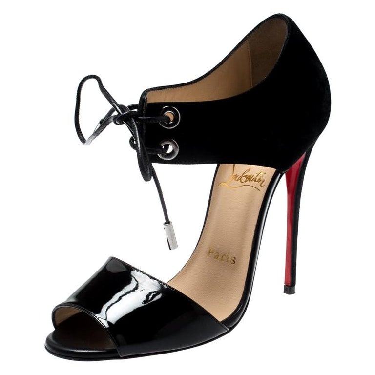 Christian Louboutin Patent Leather and Suede Mayerling Lace Up Sandals ...