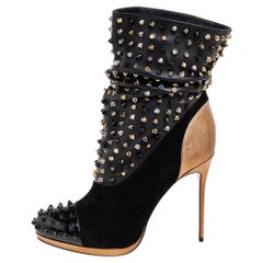 Christian Louboutin  Patent Leather and Suede Spike Wars Ankle Boots Size 39.5