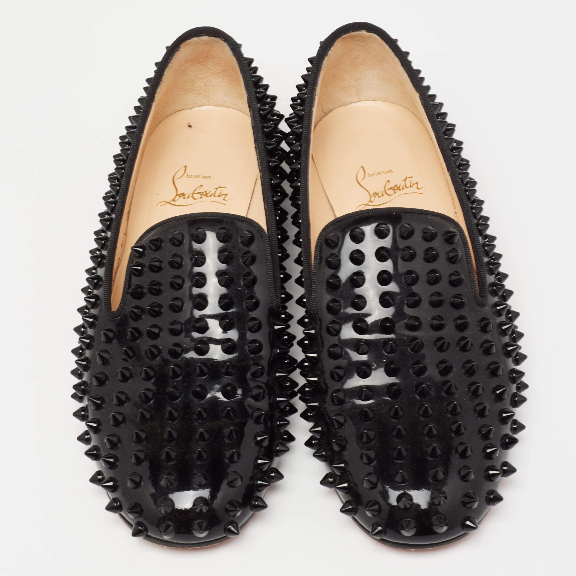 Christian Louboutin Patent Leather Dandelion Spikes Smoking Slippers Size 37 For Sale 3