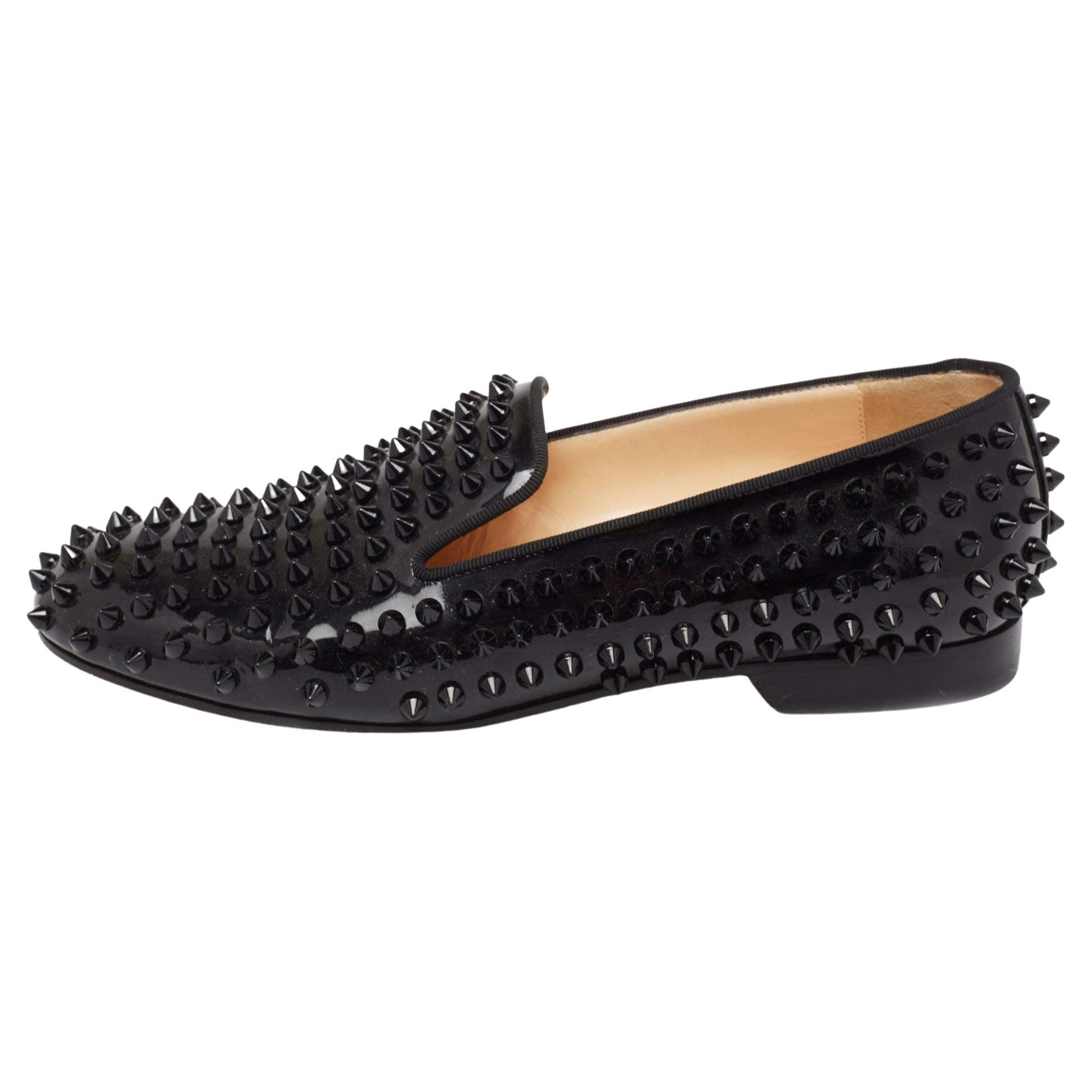 Christian Louboutin Patent Leather Dandelion Spikes Smoking Slippers Size 37 For Sale