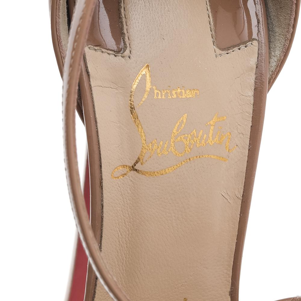 Christian Louboutin Patent Leather Exagona Crisscross Platform Sandals Size 38 In Excellent Condition In Dubai, Al Qouz 2
