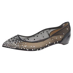 Christian Louboutin  Patent Leather Follies Strass Pointed Toe  Flats Size 37.5