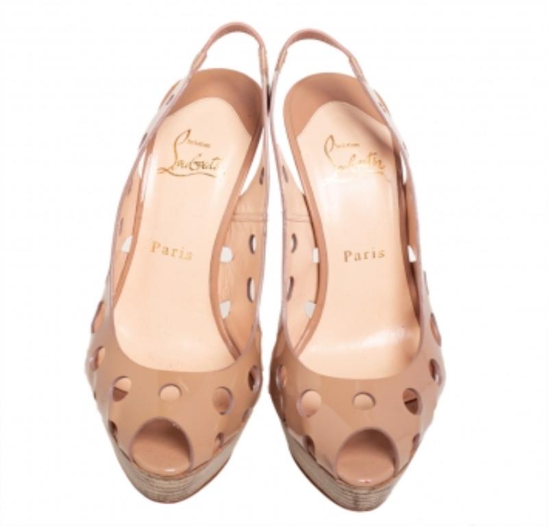 Sandales à talons compensés Ginza en cuir verni Christian Louboutin Taille 38 1