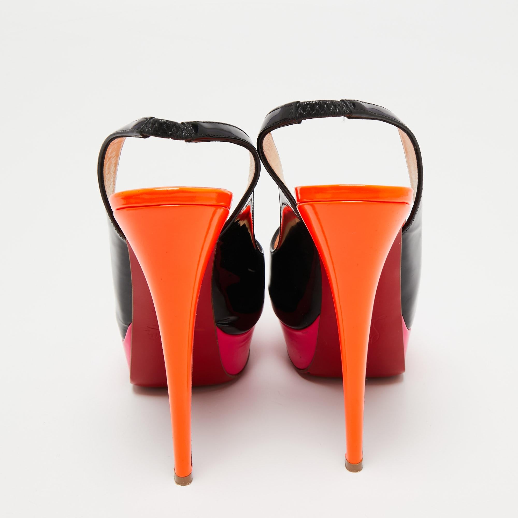 Christian Louboutin Patent Leather Lady Peep Slingback Sandals Size 36.5 1