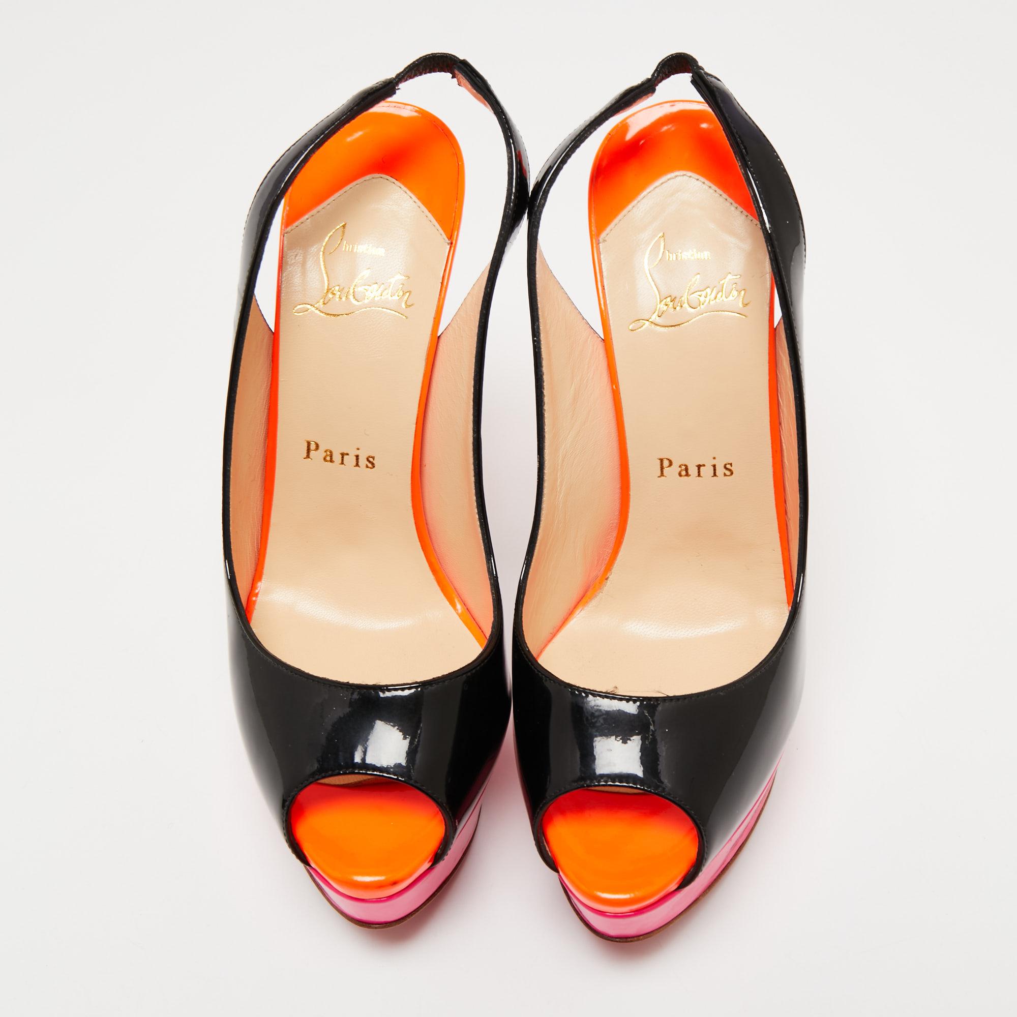 Christian Louboutin Patent Leather Lady Peep Slingback Sandals Size 36.5 3