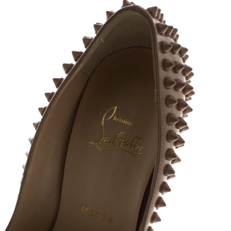 Christian Louboutin  Patent Leather Lady Peep Toe Spike Platform Pumps Size 38 1