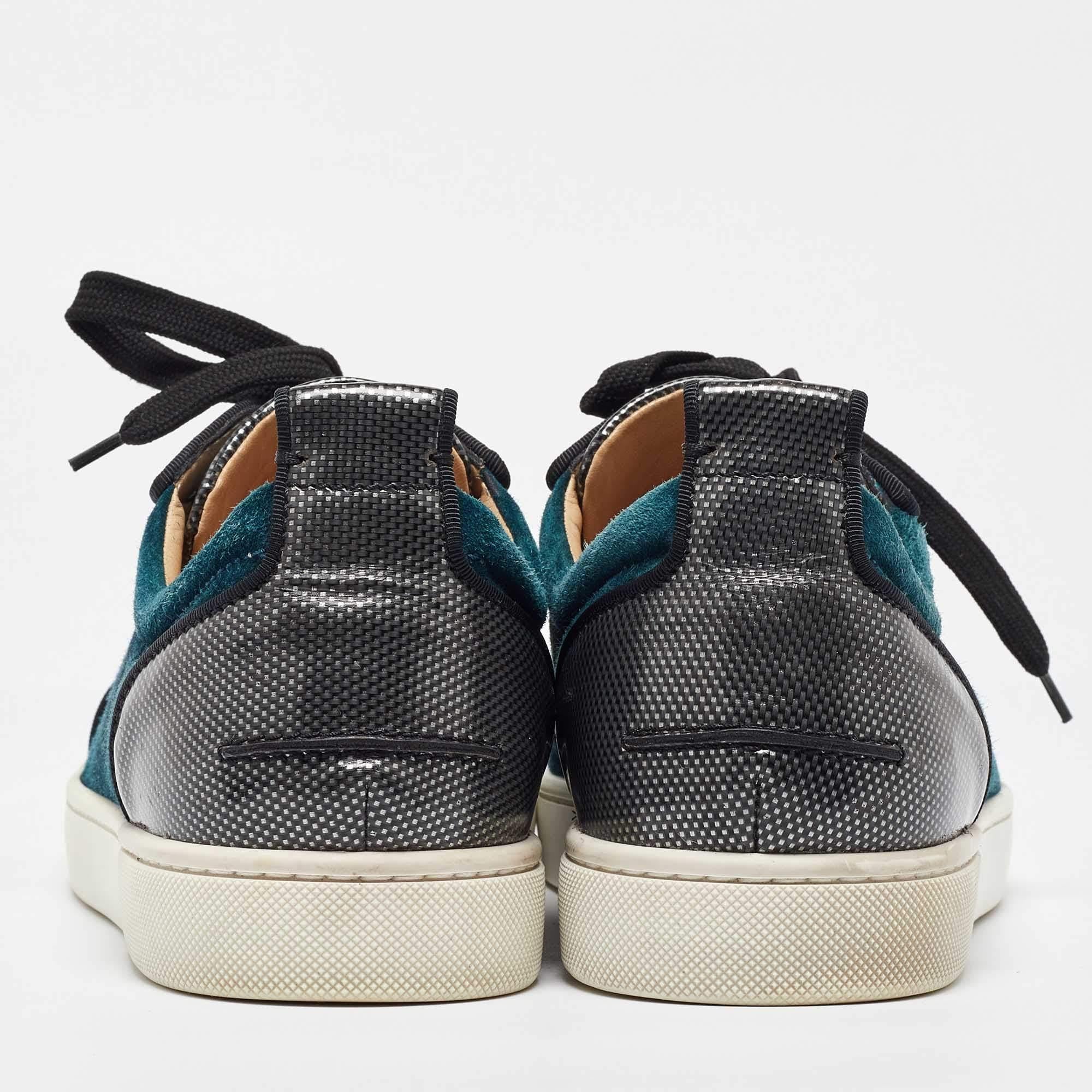 Men's Christian Louboutin Patent Leather Louis Junior Spikes Low Top Sneakers 43