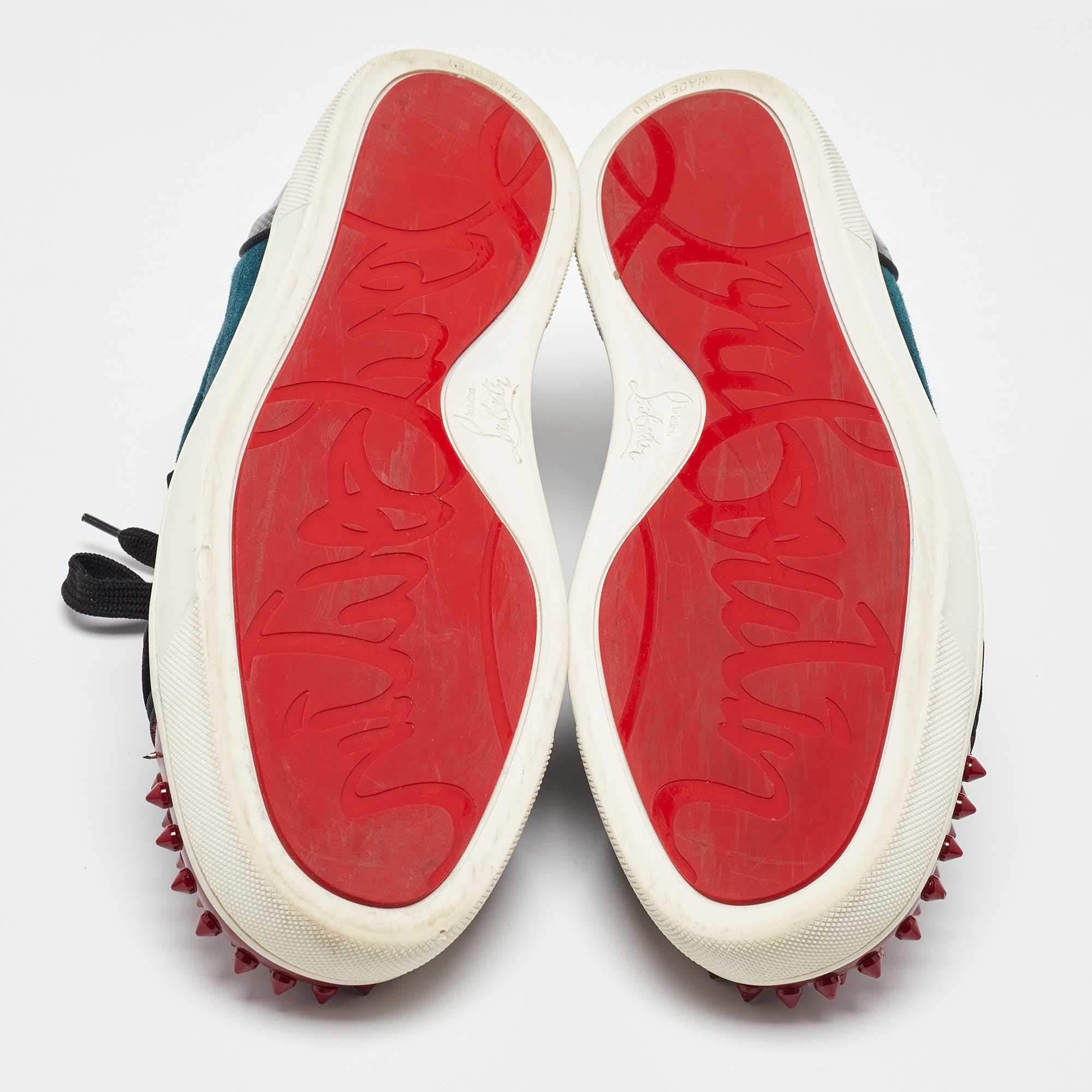 Christian Louboutin Patent Leather Louis Junior Spikes Low Top Sneakers 43 1