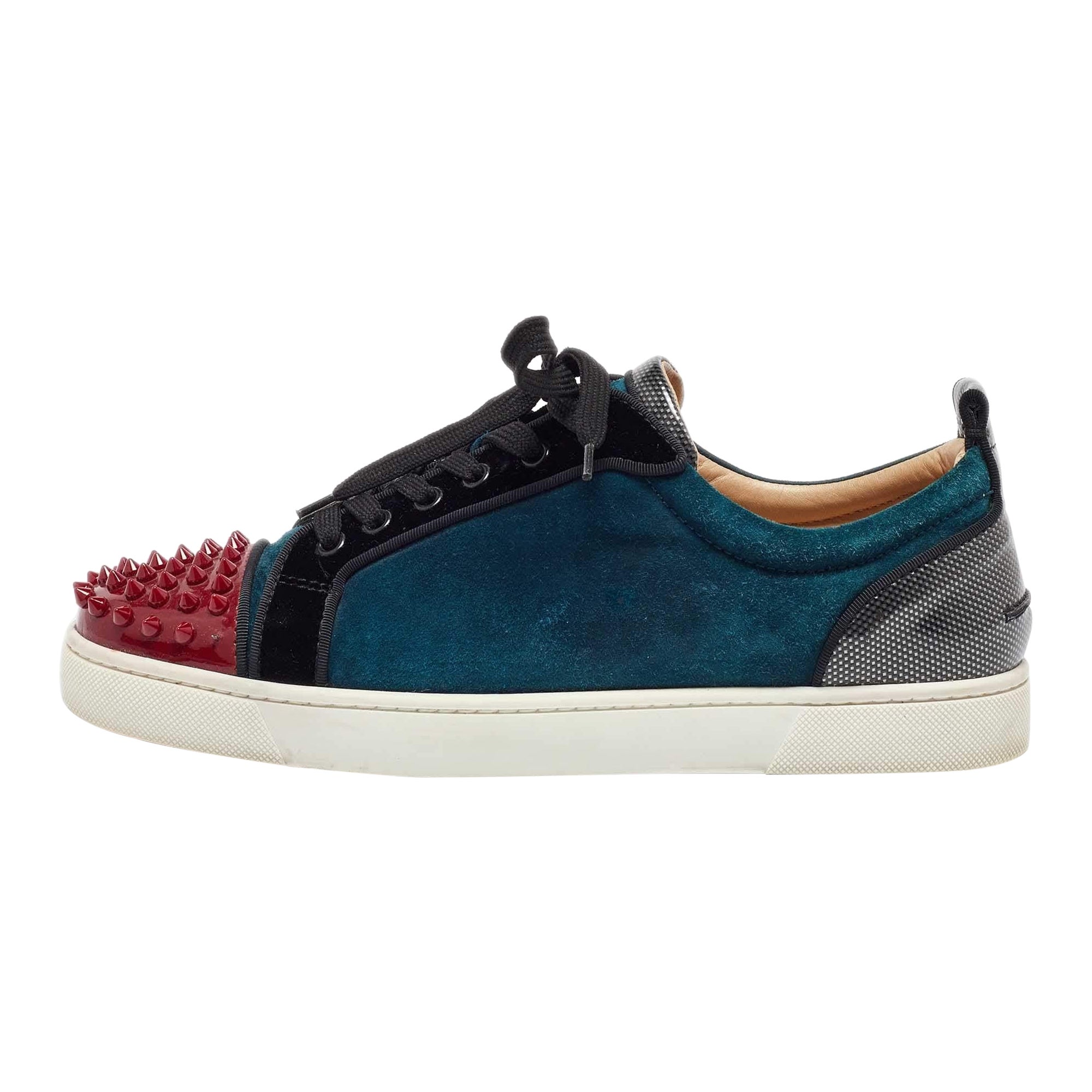 Christian Louboutin Patent Leather Louis Junior Spikes Low Top Sneakers 43