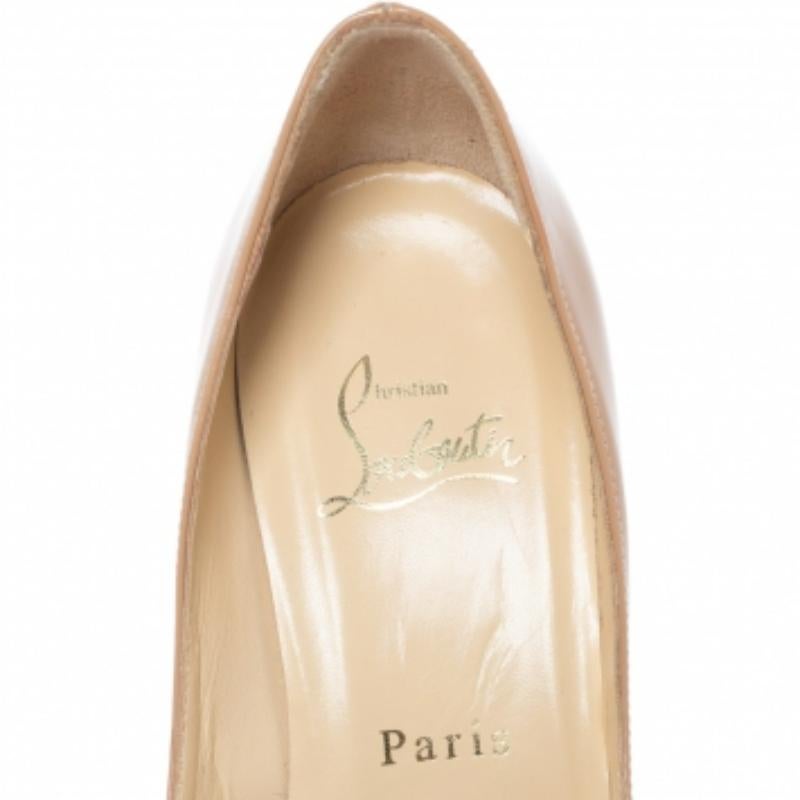 Beige Christian Louboutin Patent Leather & Mesh Madame Mouse Pointed Toe Pumps Size 38 For Sale