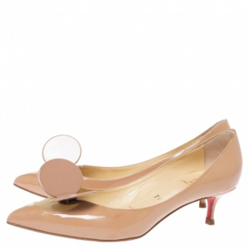 Christian Louboutin Patent Leather & Mesh Madame Mouse Pointed Toe Pumps Size 38 For Sale 1