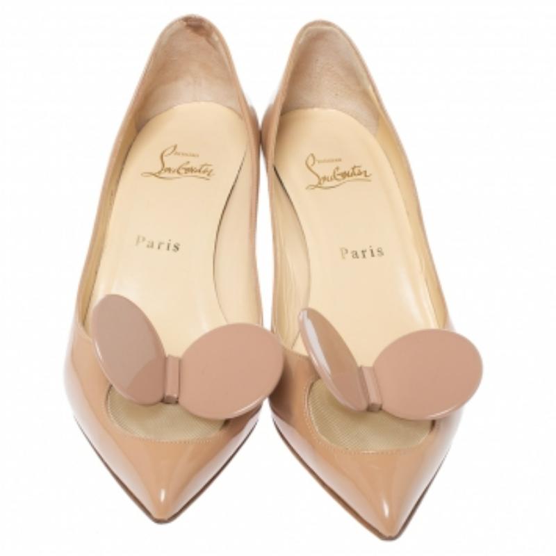 Christian Louboutin Patent Leather & Mesh Madame Mouse Pointed Toe Pumps Size 38 For Sale 2