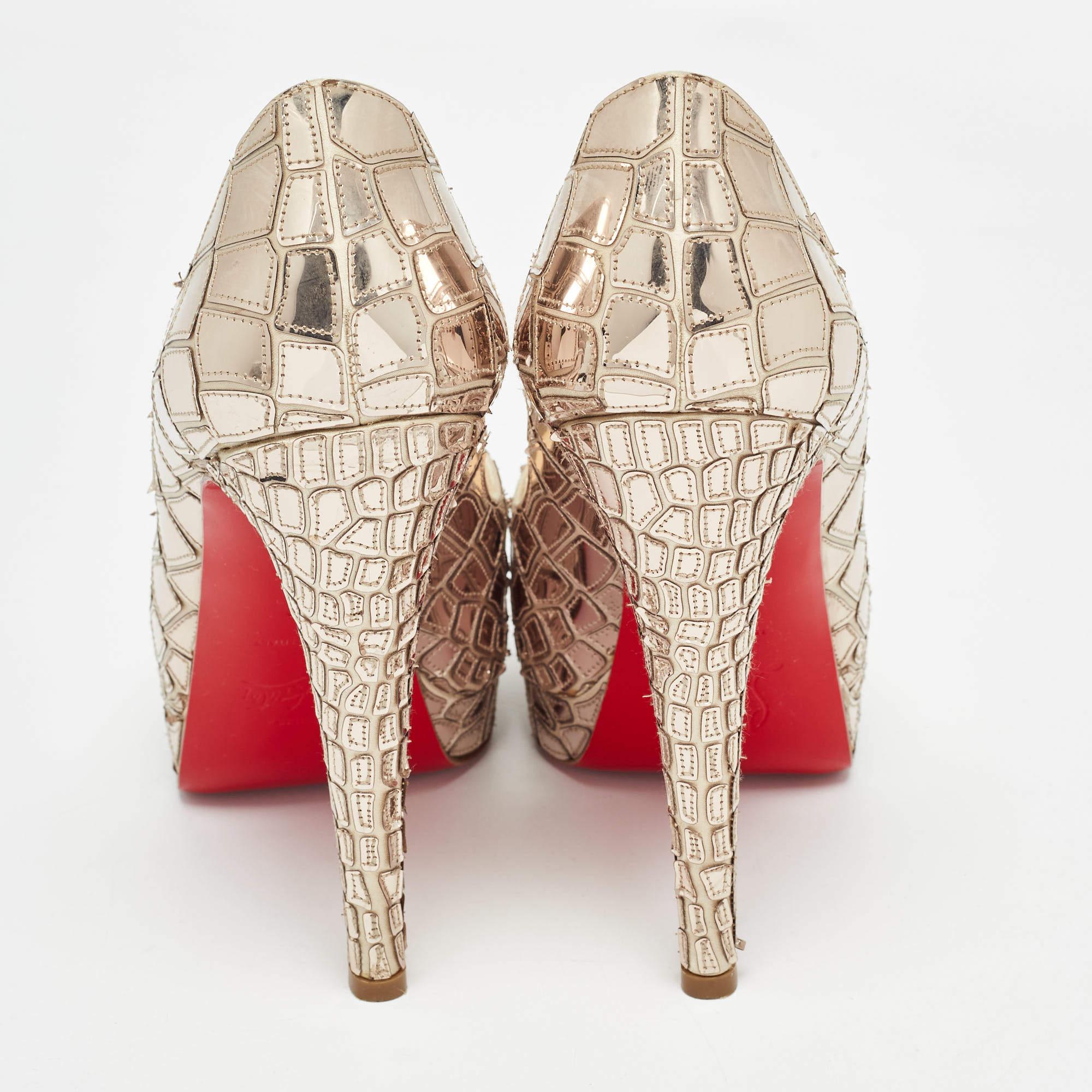 Christian Louboutin Sehr Galaxy Art Deco Pumps aus Lackleder, verspiegelt, Größe 37 Damen