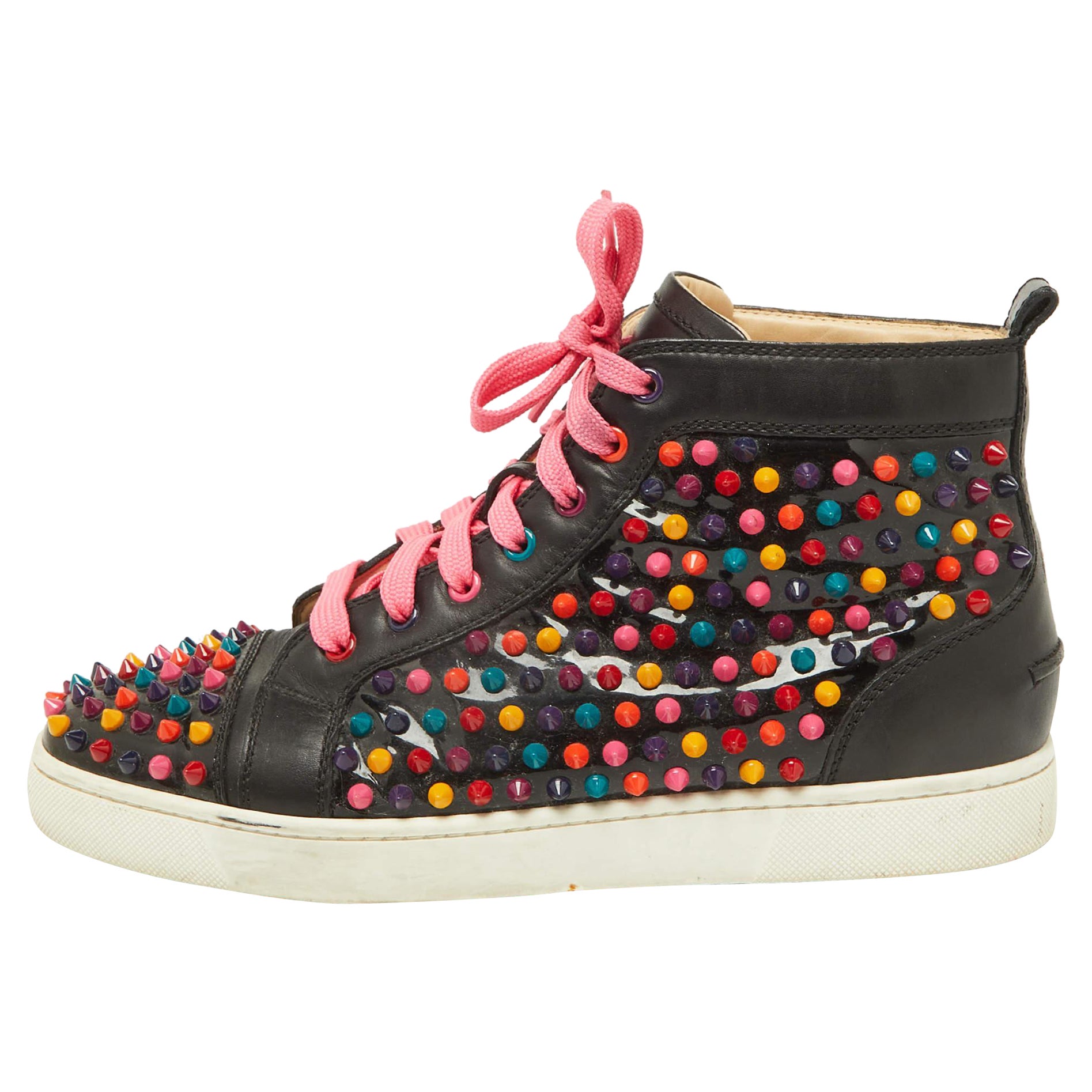 Christian Louboutin Patent Leather Multicolor Spikes Louis Sneakers Size 42