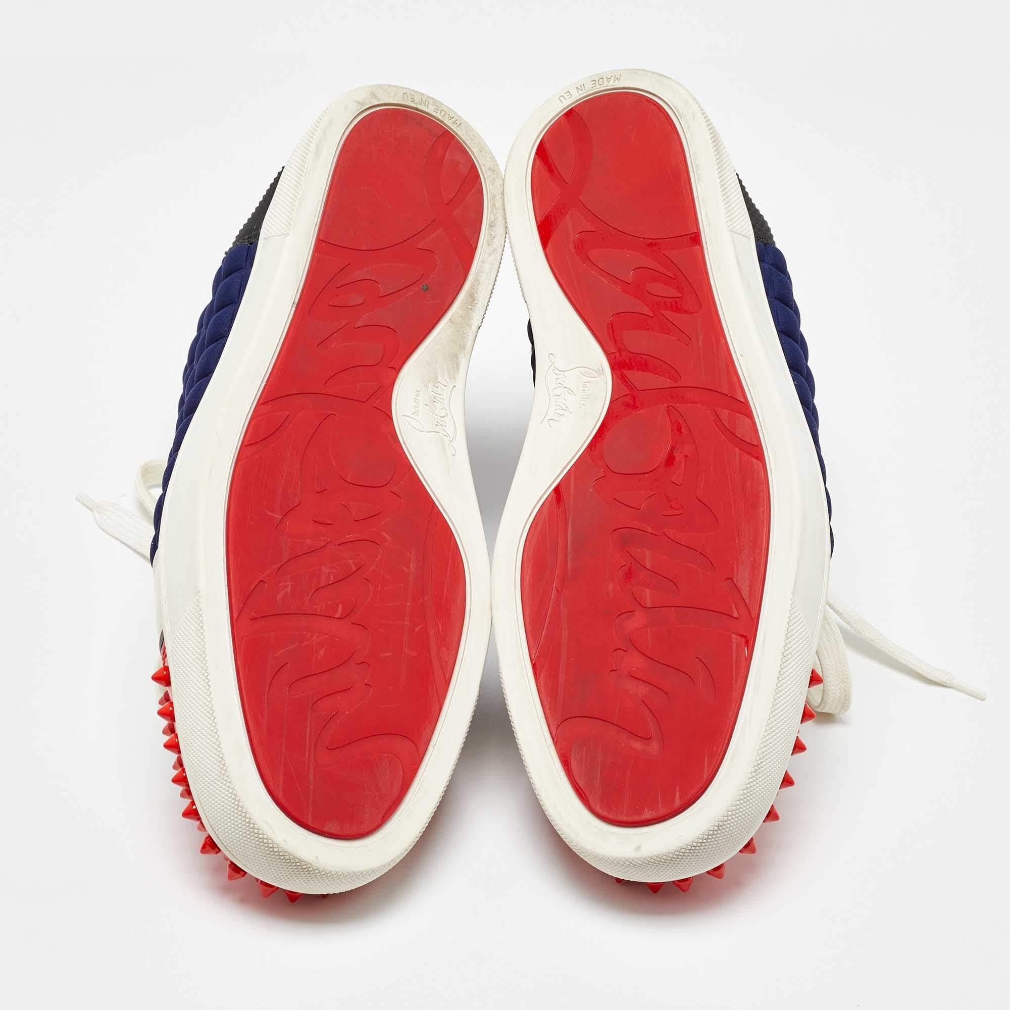 Christian Louboutin Lackleder Neopren Louis Flache High Top Turnschuhe Größe 43 im Angebot 1