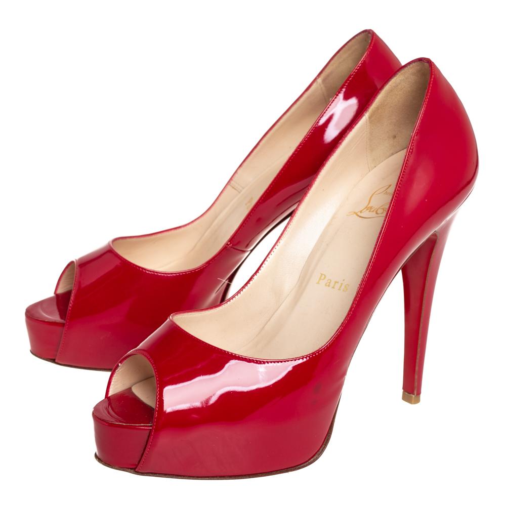 Red Christian Louboutin Patent Leather New Prive Pumps Size 38