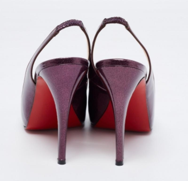 Christian Louboutin Patent Leder No Prive Peep-Toe Slingback Sandalen Größe 41 im Zustand „Hervorragend“ im Angebot in Dubai, Al Qouz 2