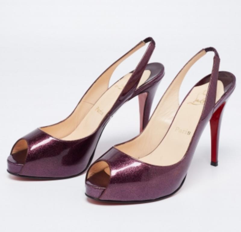 Christian Louboutin Patent Leder No Prive Peep-Toe Slingback Sandalen Größe 41 im Angebot 3