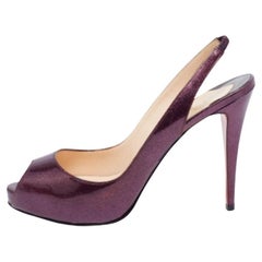 Christian Louboutin Patent Leder No Prive Peep-Toe Slingback Sandalen Größe 41