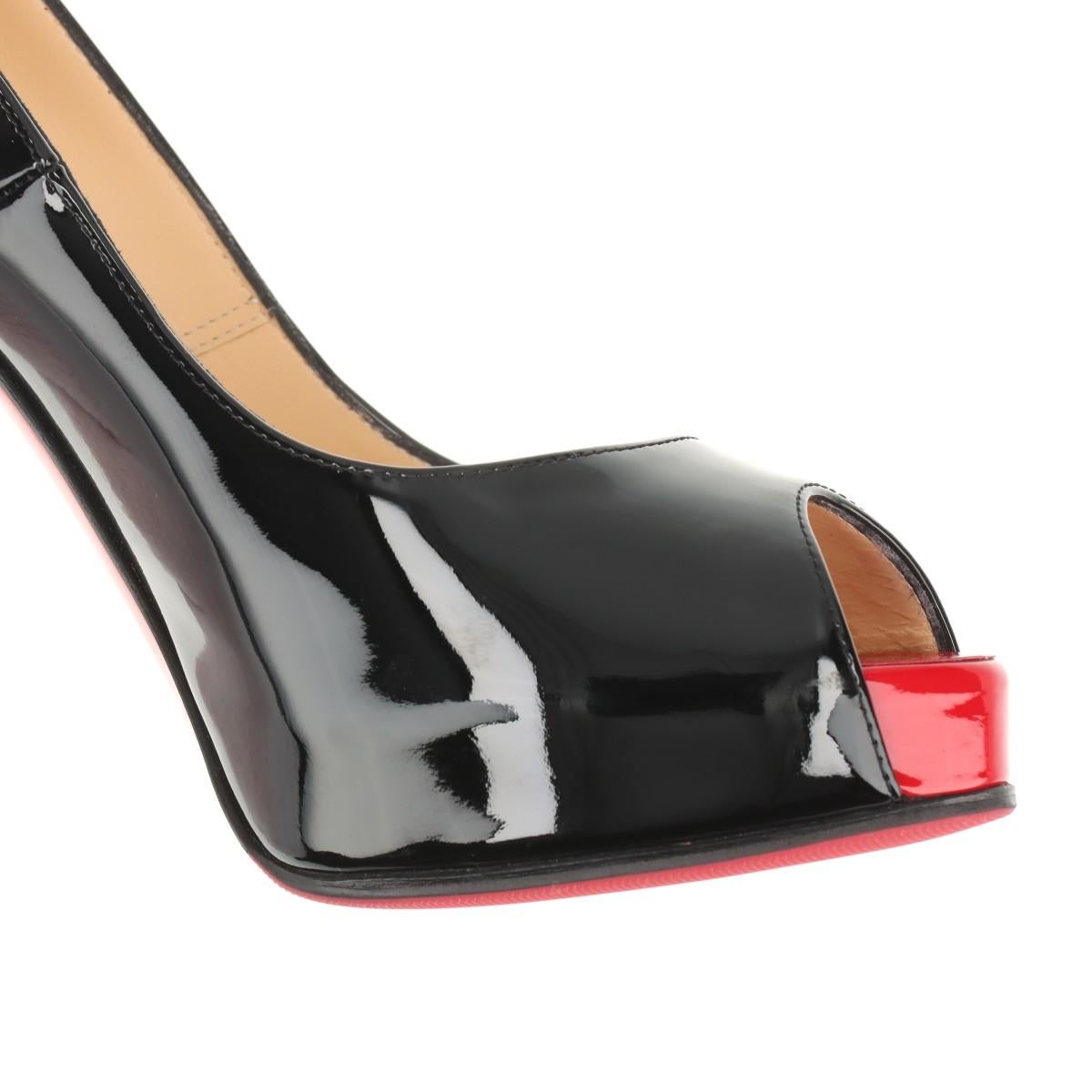 Christian Louboutin Patent Leather Open-toe Pump Black For Sale 9