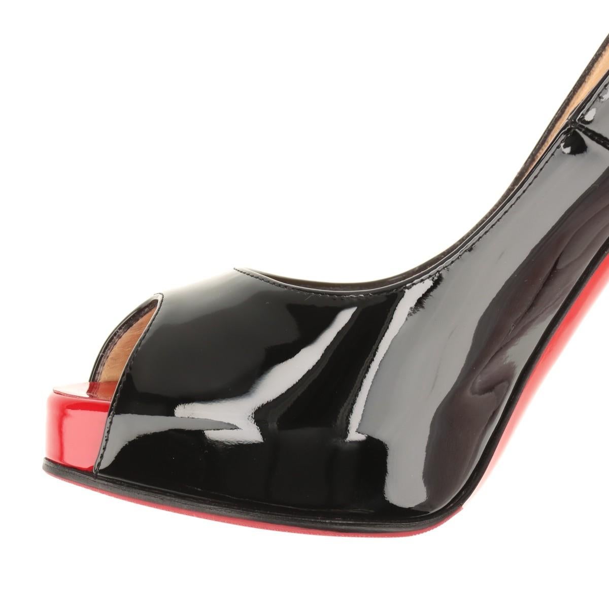 Christian Louboutin Patent Leather Open-toe Pump Black For Sale 13