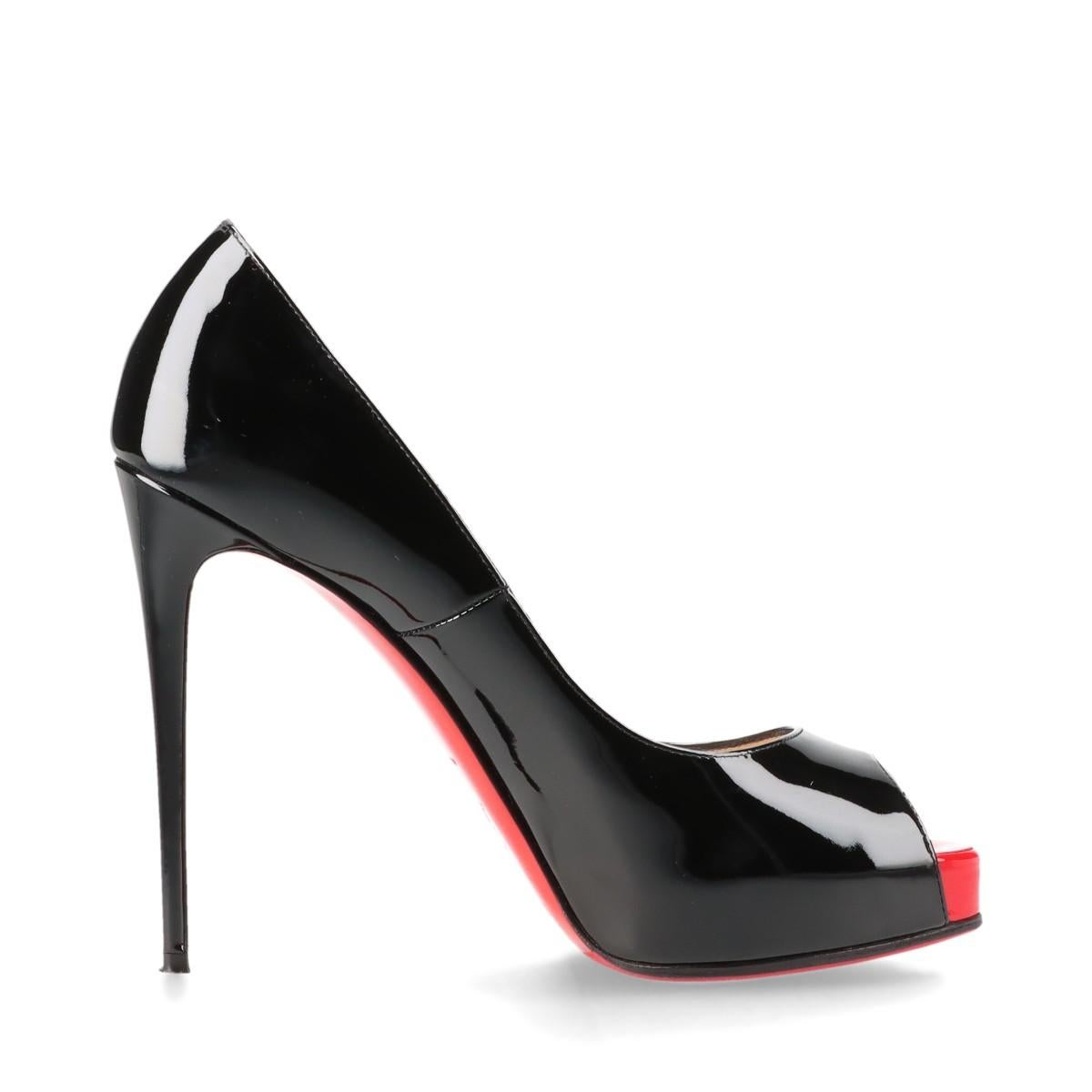 Beige Christian Louboutin Patent Leather Open-toe Pump Black For Sale