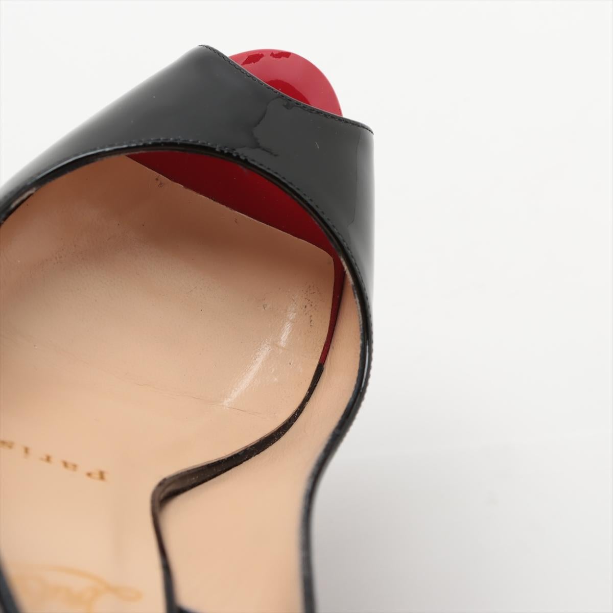 Christian Louboutin Pump Sling Back en cuir verni à bout ouvert Noir 10
