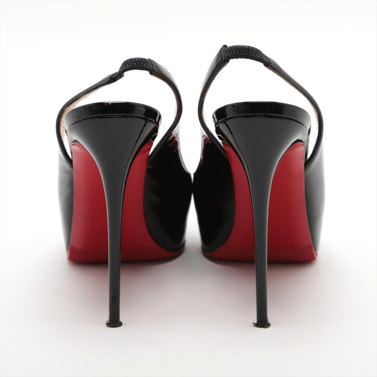  Christian Louboutin Pump Sling Back en cuir verni à bout ouvert Noir Pour femmes 