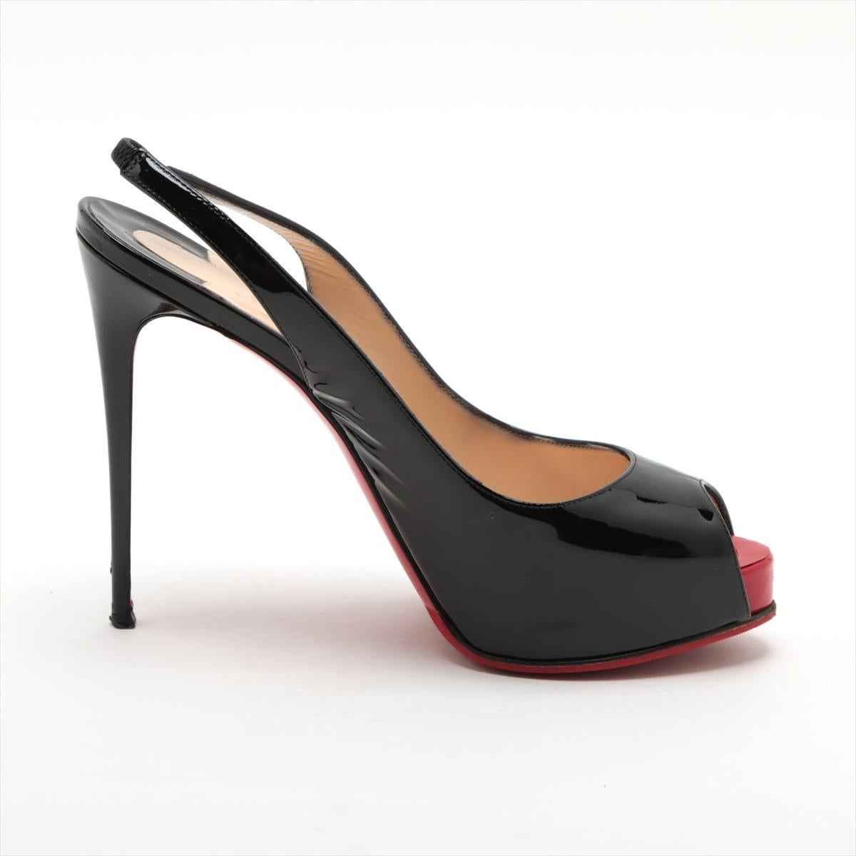 Christian Louboutin Pump Sling Back en cuir verni à bout ouvert Noir 1