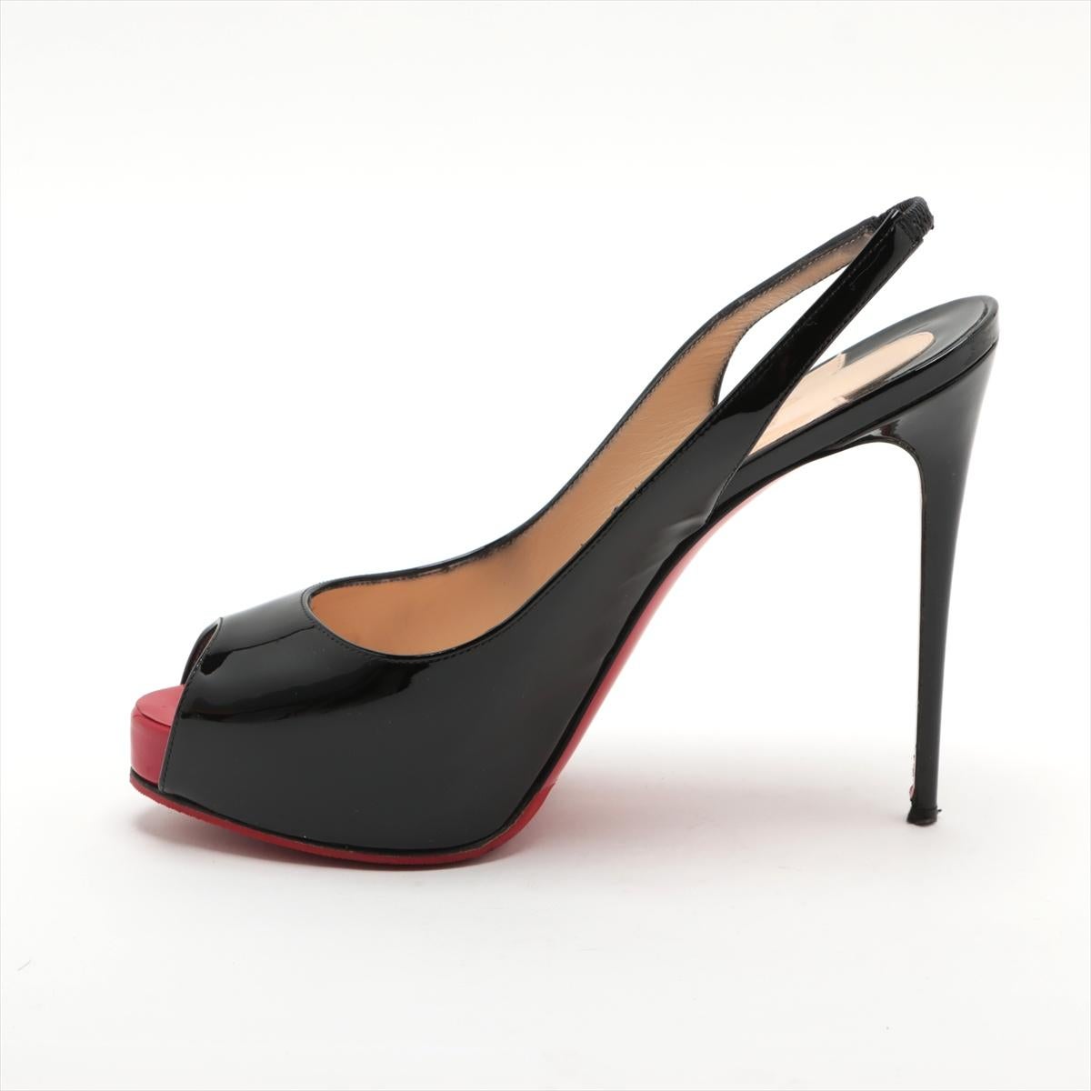 Christian Louboutin Pump Sling Back en cuir verni à bout ouvert Noir 2