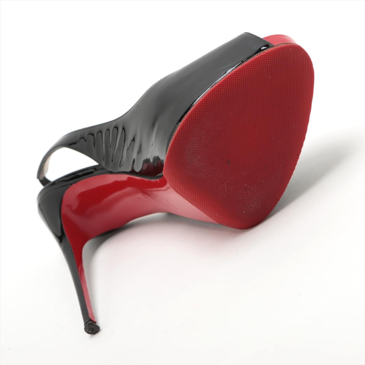 Christian Louboutin Pump Sling Back en cuir verni à bout ouvert Noir 3