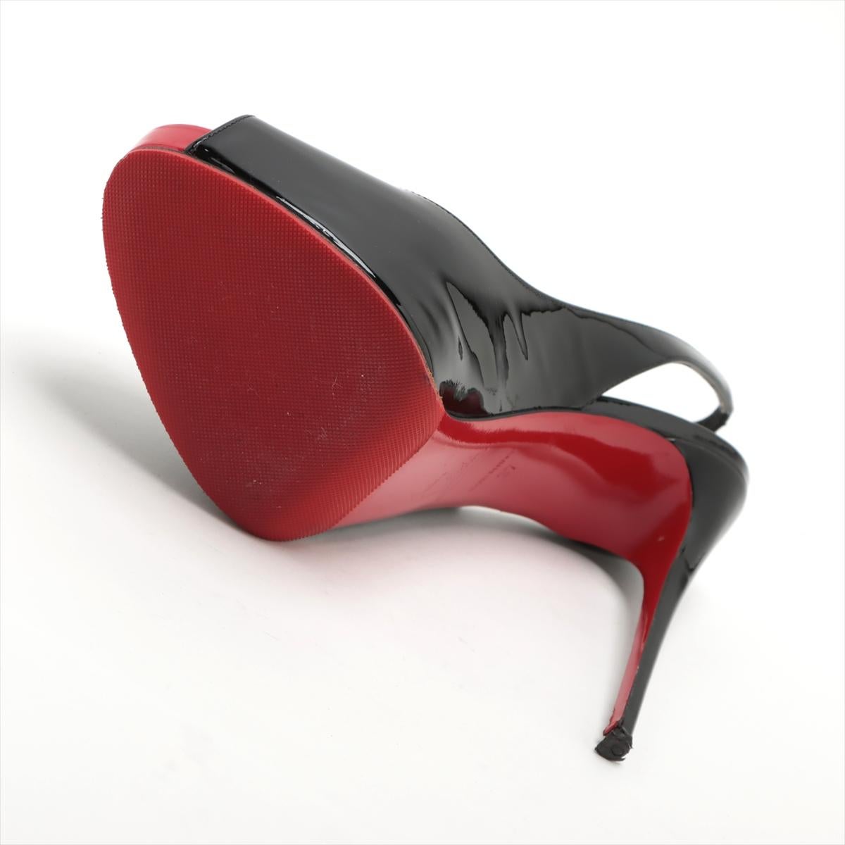 Christian Louboutin Pump Sling Back en cuir verni à bout ouvert Noir 4