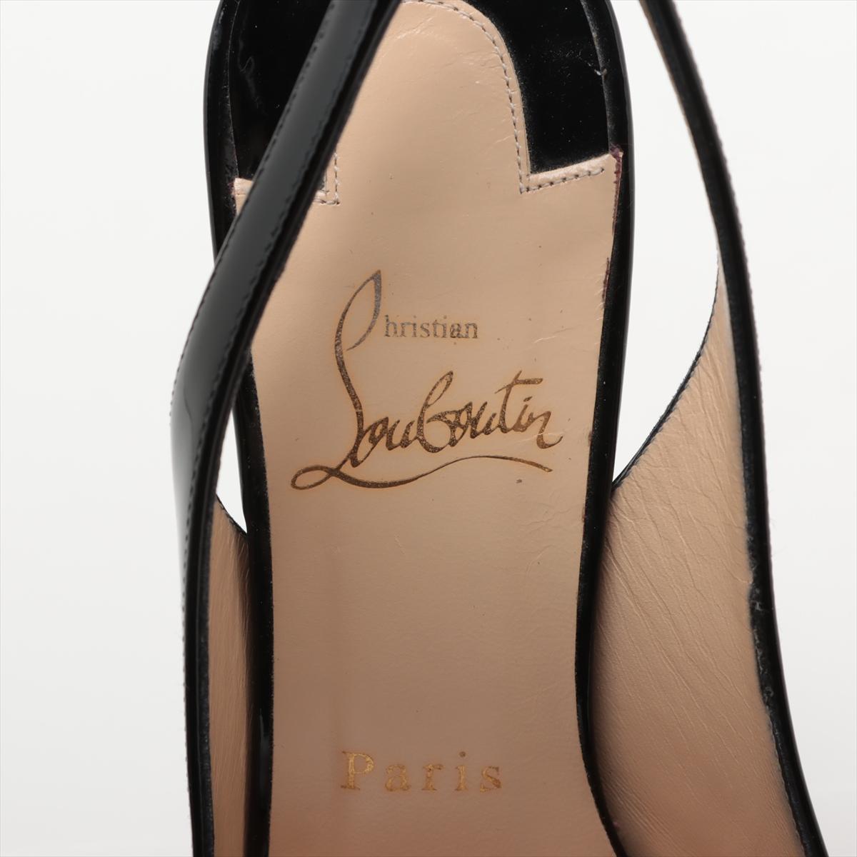 Christian Louboutin Pump Sling Back en cuir verni à bout ouvert Noir 5