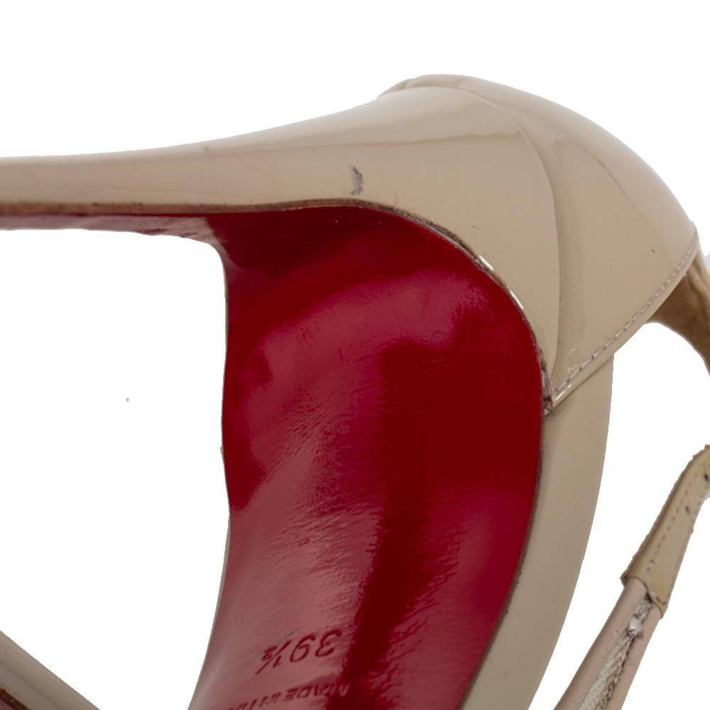Christian Louboutin Patent Leather Patinana T-Strap Peep Toe Sandals Size 39.5 1