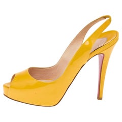 Christian Louboutin Patent Leather Peep Toe Platform Slingback Sandals Size 36