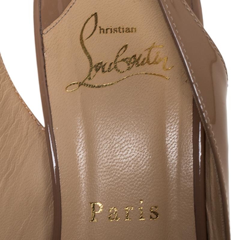 Christian Louboutin Patent Leather Peep Toe Slingback Sandals Size 37 2