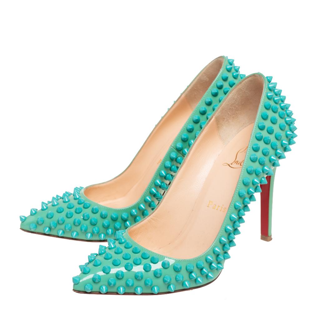 Christian Louboutin Patent Leather Pigalle Follies Spikes Pumps Size 37 ...