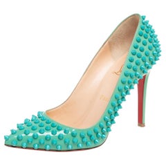 Christian Louboutin Patent Leather Pigalle Follies Spikes Pumps Size 37