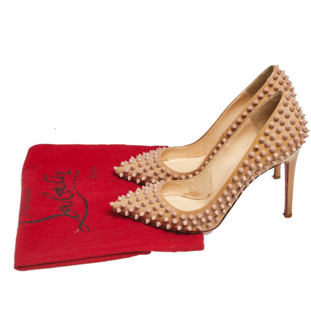 Christian Louboutin Patent Leather Pigalle Spikes Pointed Toe Pumps Size 38 For Sale 6