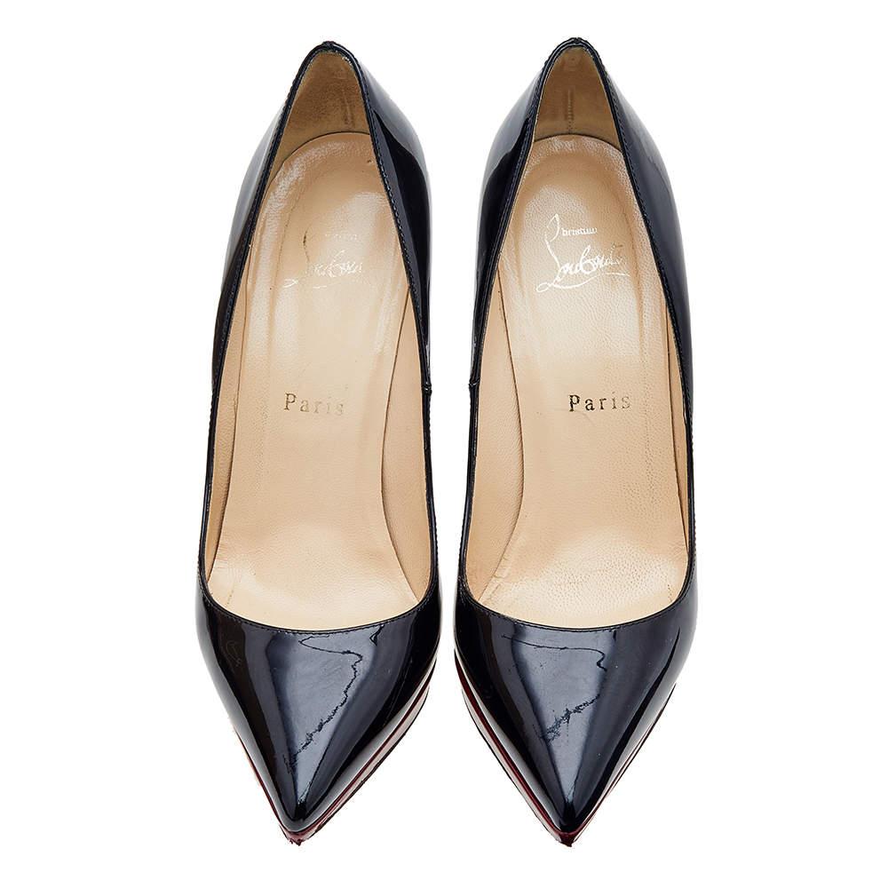 Add these Christian Louboutin pumps to your collection for a stylish upgrade! They are crafted from patent leather and feature pointed-toes, comfortable insoles, and 10 cm heels.

Includes: Original Dustbag, Branded Box

