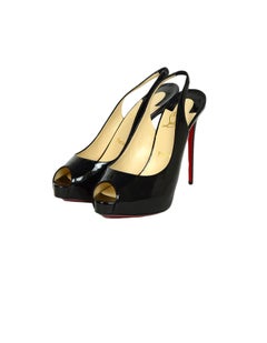 Christian Louboutin Patent Leather "Private Number 120mm" Peep Toe Pumps sz 38