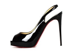 Christian Louboutin Patent Leather "Private Number 120mm" Peep Toe Pumps sz 38