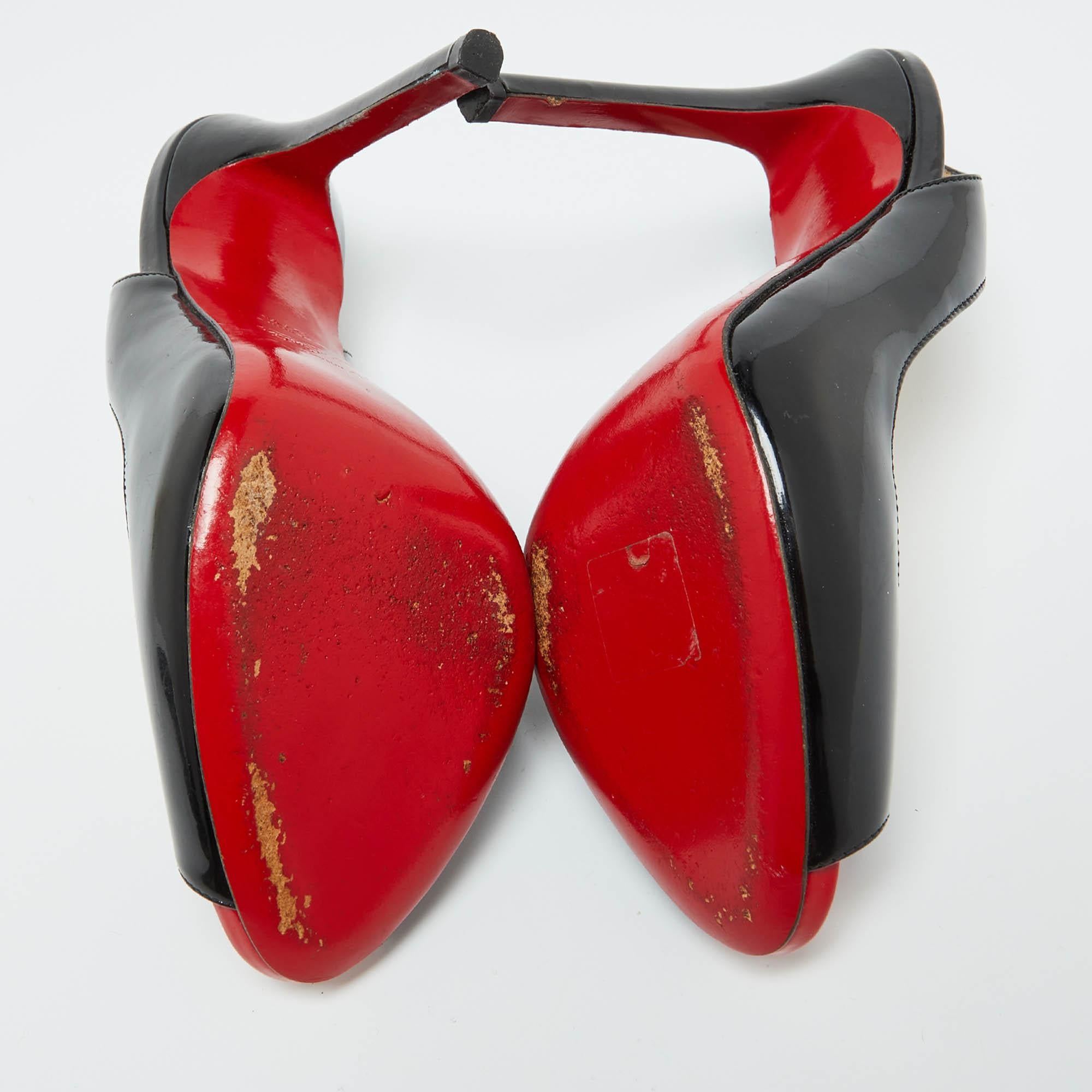 Christian Louboutin Patent Leather Private Number Slingback Sandals Size 37.5 1